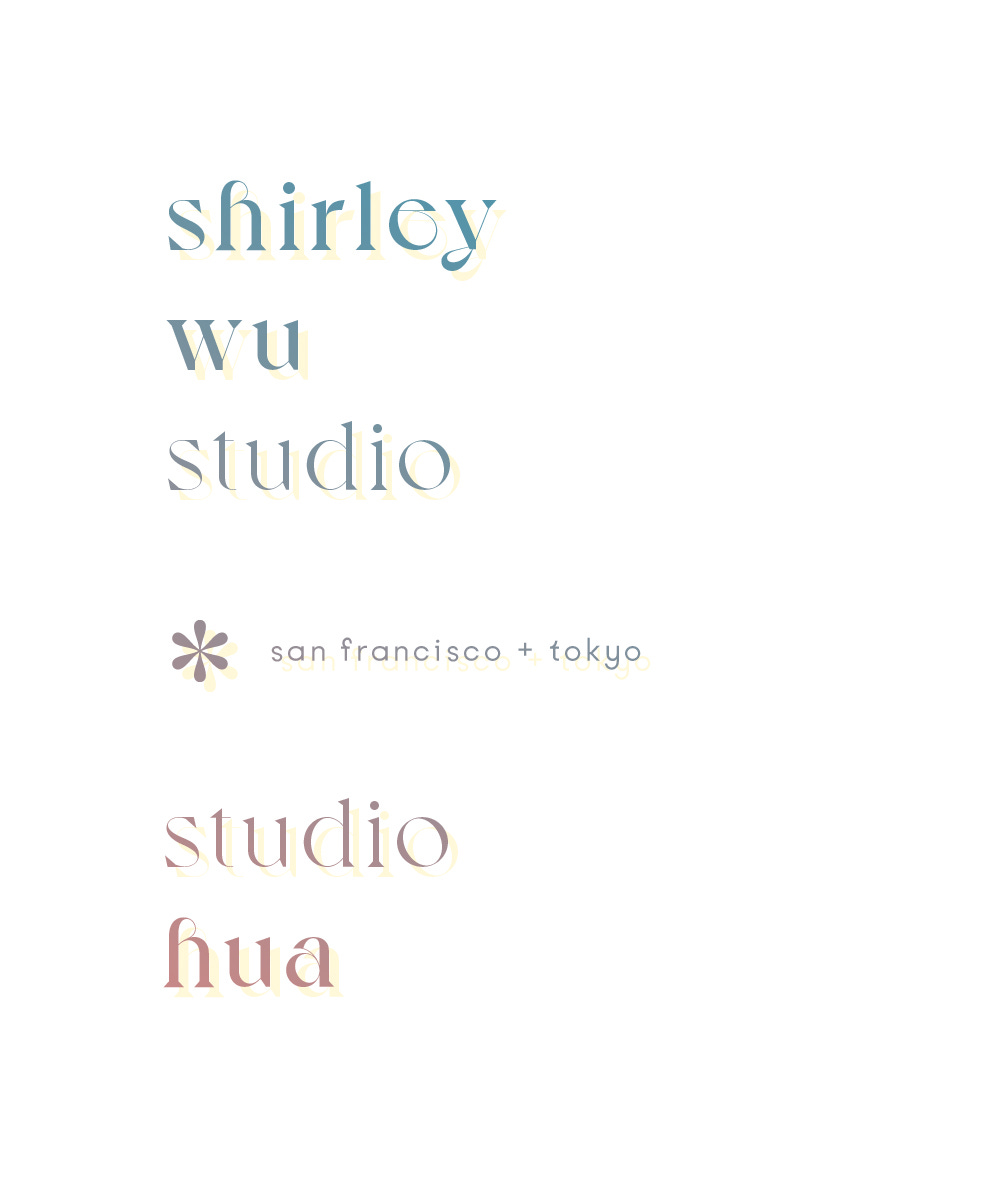 An image that reads "shirley wu studio * studio hua, san francisco + tokyo"