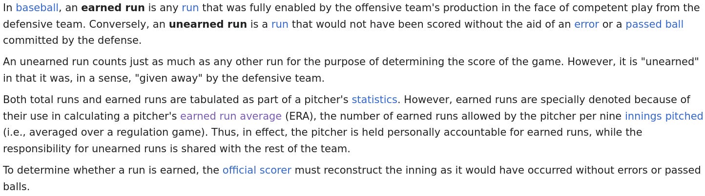 Earned Run Definition