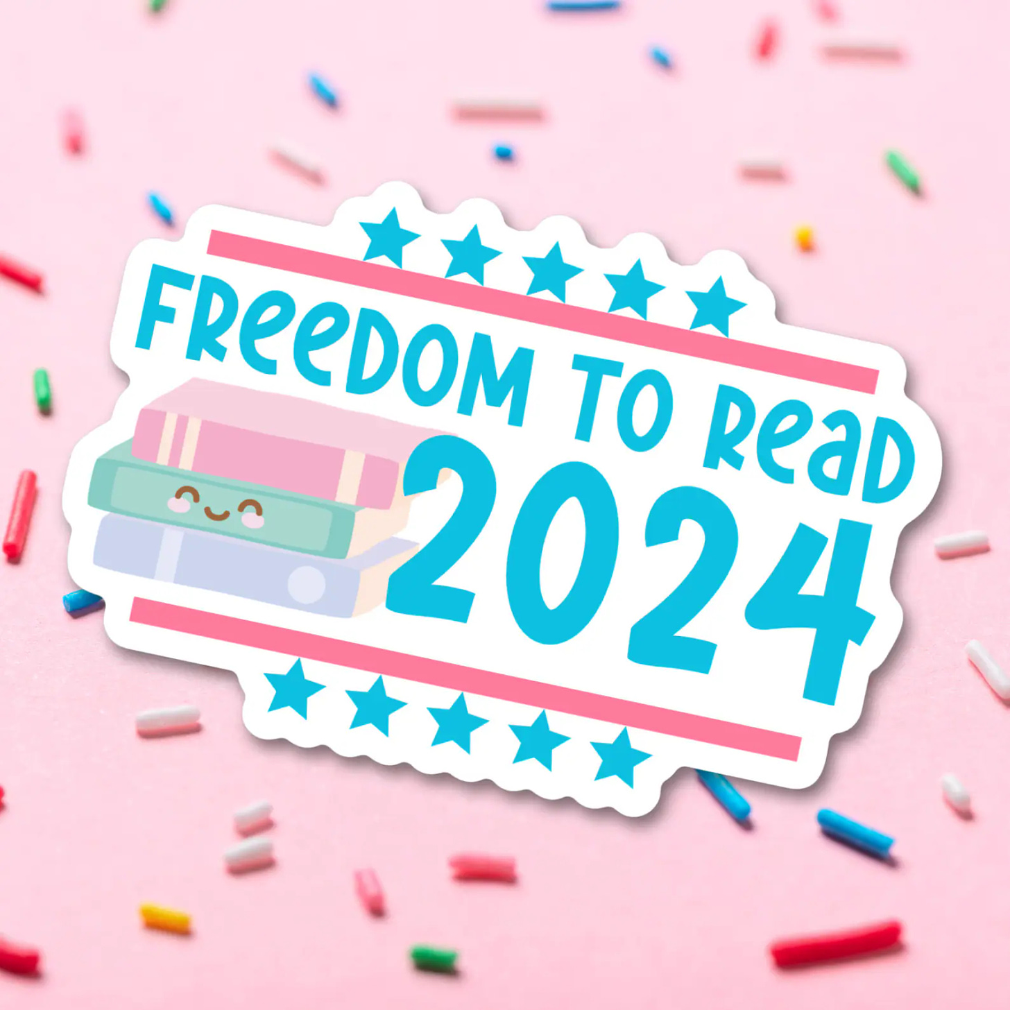image of a sticker that reads "freedom to read 2024."