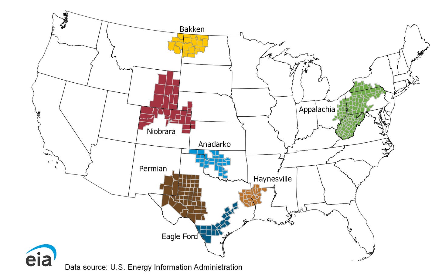 United States’ Oil and Shale Gas Regions.