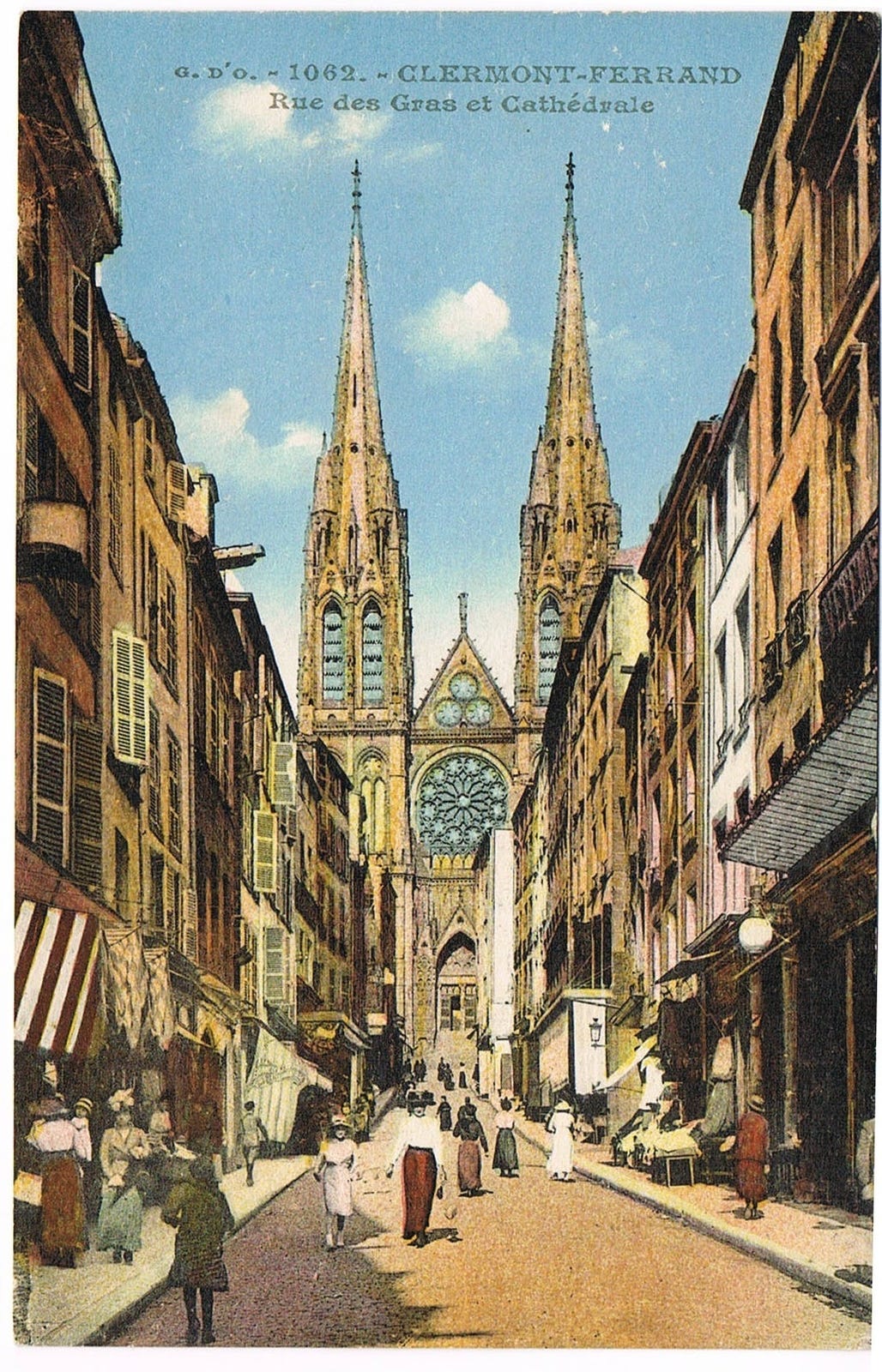 A postcard showing the cathedral at Clermont-Ferrand