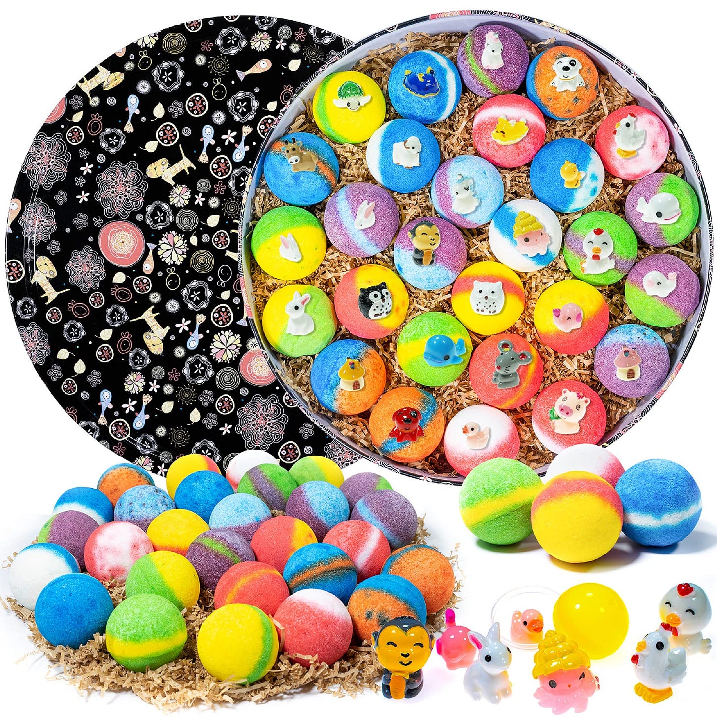Bath Bombs for Kids, 28 Bath Bombs with Toy Inside, Gentle and Kid Safe  Bubble Bath Fizzies, Birthday or Easter Gift for Girls and Boys