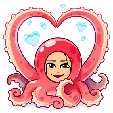 Bitmoji of the author sending you heart-shaped octopus hugs