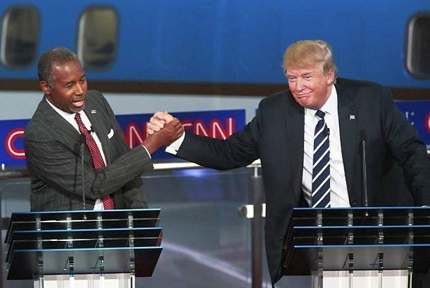 ben carson hand tight with donald trump