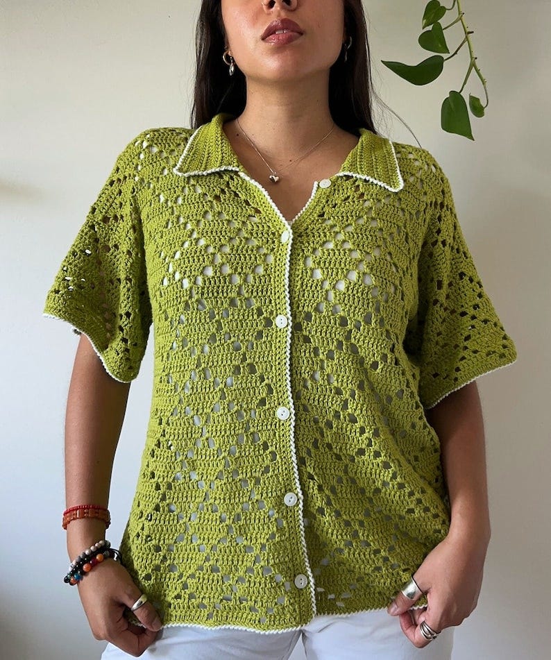 PDF File for Crochet Pattern English, Yolanda Shirt, Pictures and Video Tutorials Included, Crochet Shirt Pattern, Crochet Shirt image 2