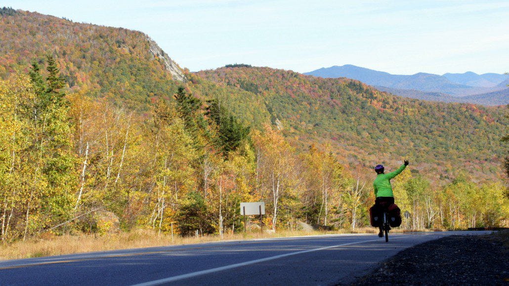 Chelsea rips down a mountain pass.