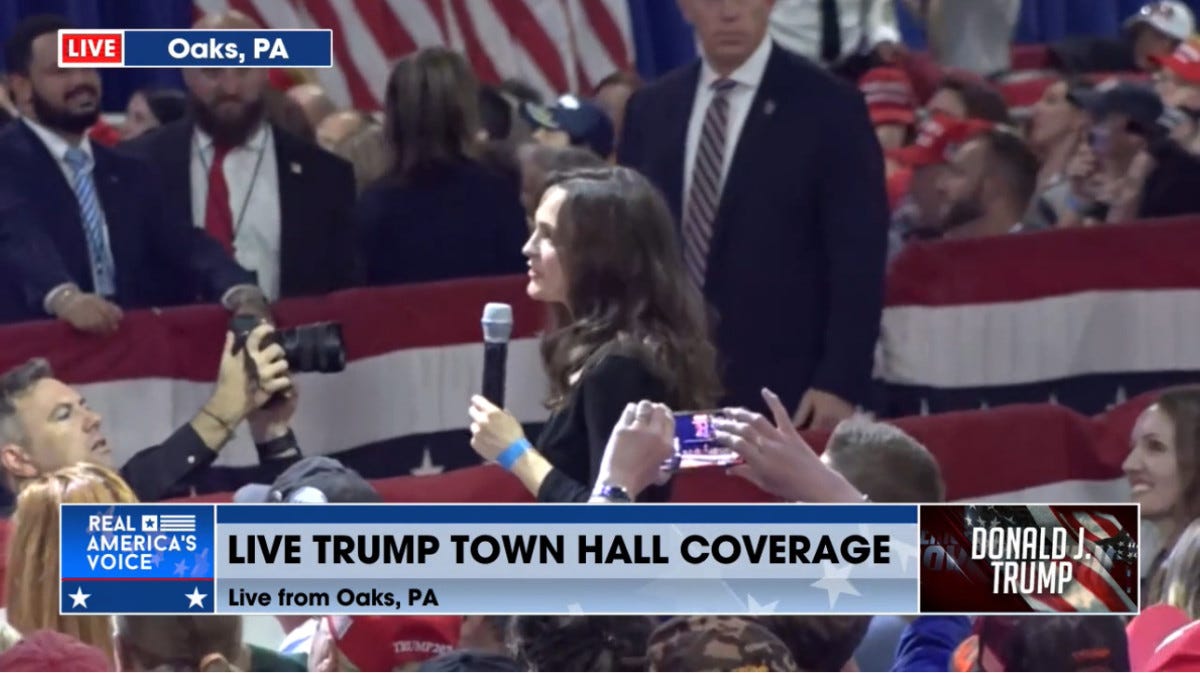 Heather asking a question at Trump's town hall