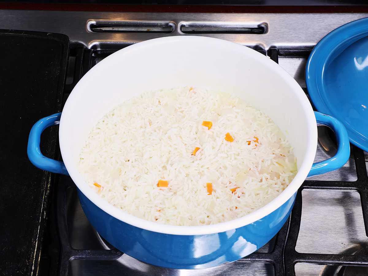 Cooked Rice on Stovetop