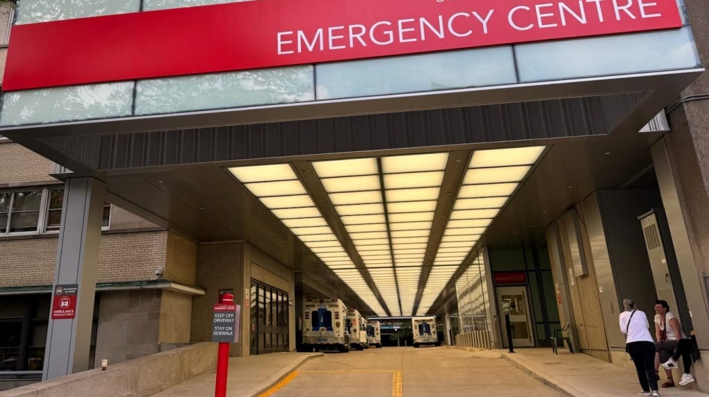 The emergency department ambulance driveway of a Toronto hospital on May 23, 2024.