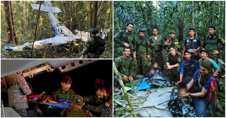 Colombia: 12-Month-Old Baby Among 4 Children Found Alive 40 Days After Plane Crashed in Amazon Forest Source: UGC