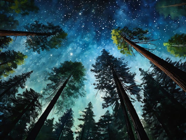 Premium Photo | Mil forest tall trees star sky breathtaking overlays awe  inspiring cosmic imagery night vast