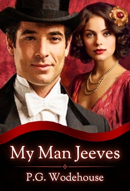 Book cover shows a smiling gentleman in a tuxedo and top hat, and a woman with a flower in her hair and a multi-strand pearl necklace