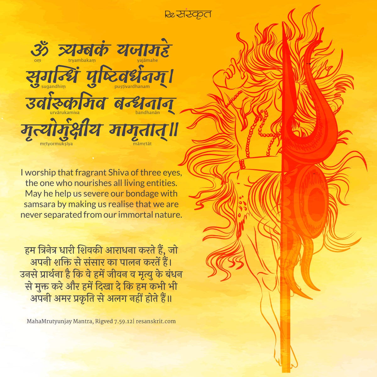Maha Mrityunjaya Mantra in Sanskrit with Meaning – ReSanskrit