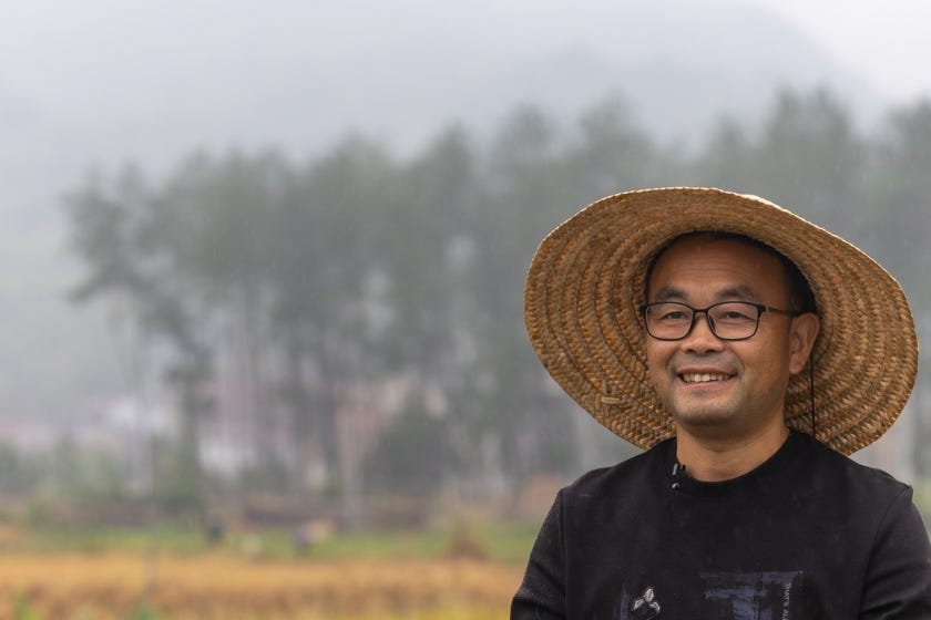 A Chinese farmer in his field