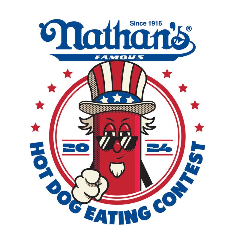 2024 Hot Dog Eating Contest Tshirts - Size Large and XLarge – Nathan's  Famous