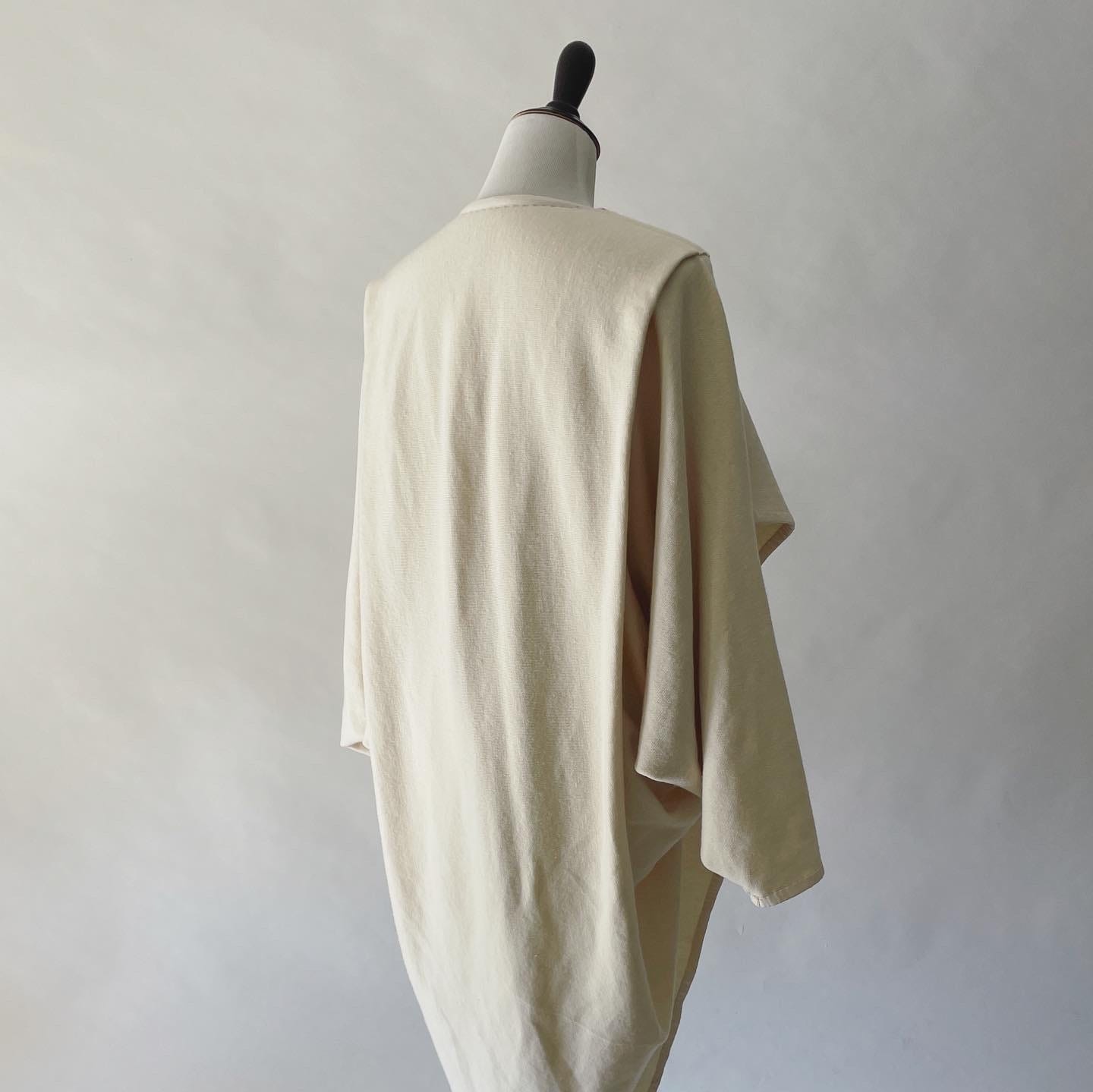 Patrick Kelly’s one-seam coat design executed in Fibershed’s Climate Beneficial Collaborative Cloth. By Mira Musank of Fafafoom Studio.