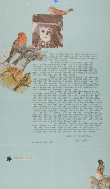 Letter from Joseph Cornell to Dorothea Tanning