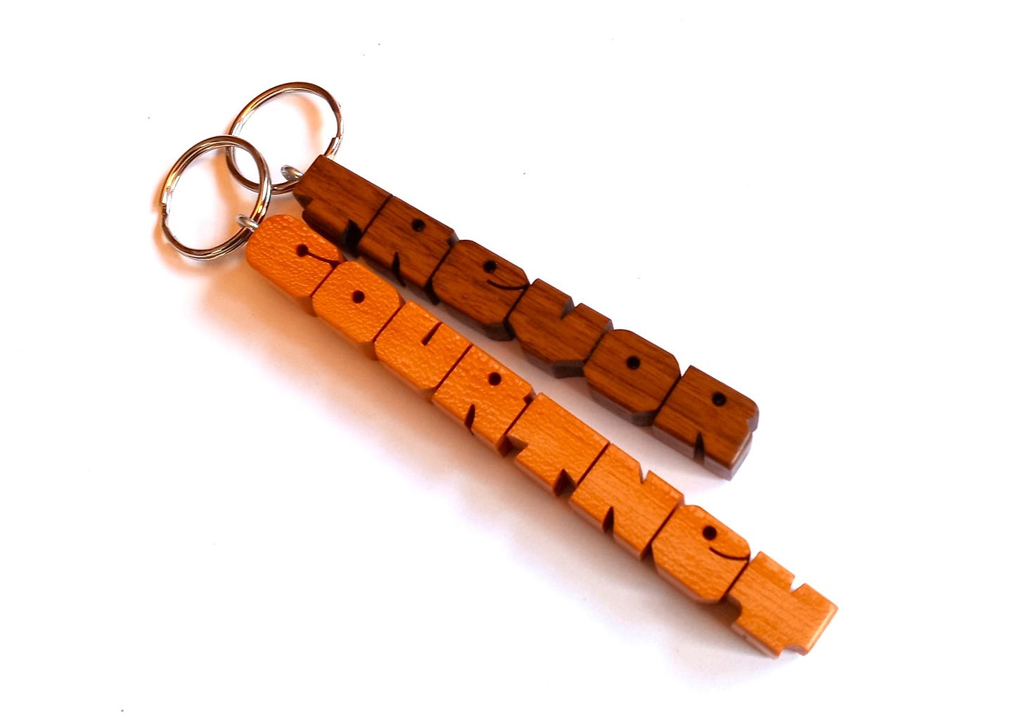 Walnut and Cherry Name Keychains