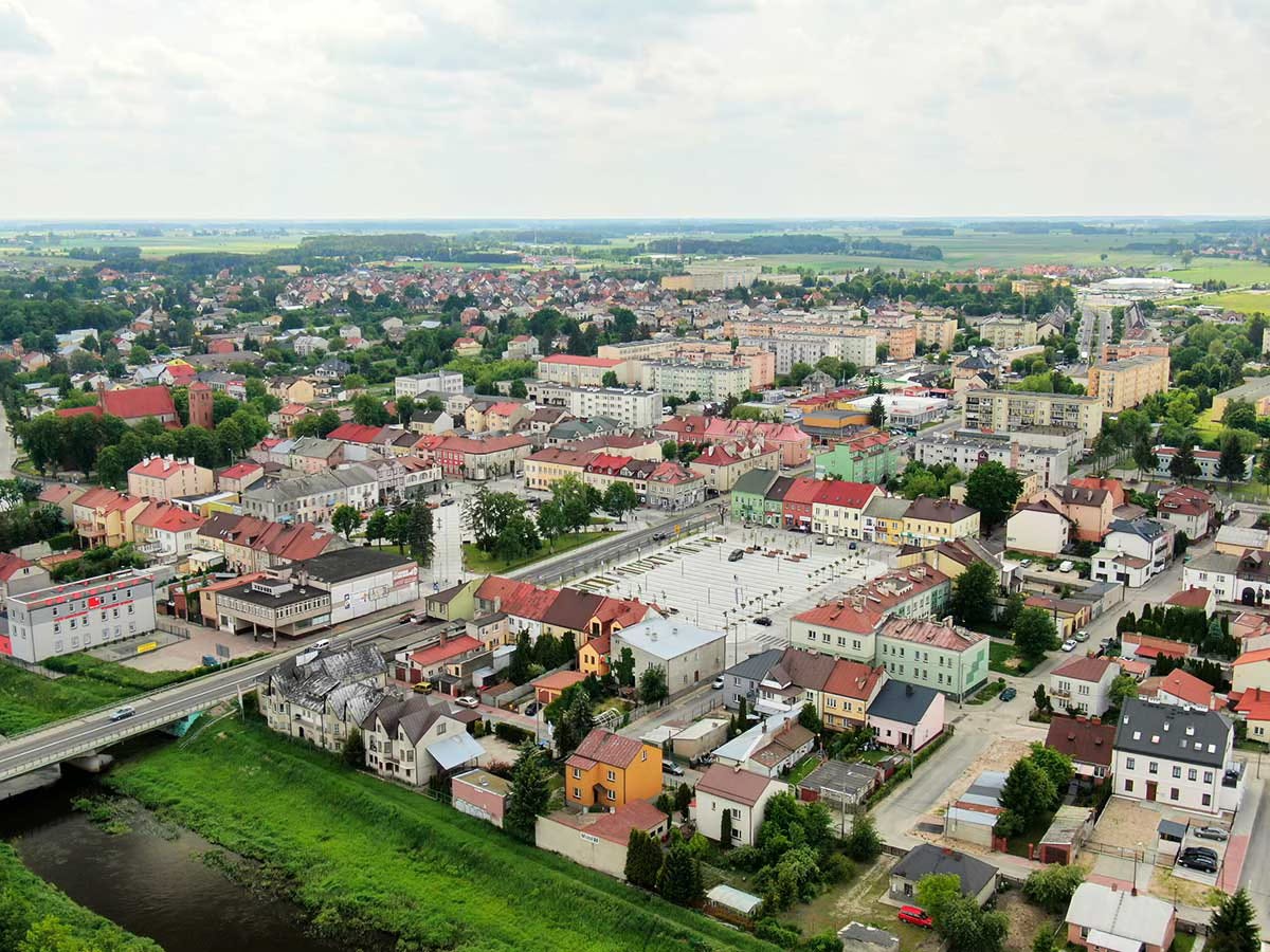 Aerial view of small Polish town.