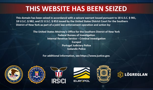 Image of the seized Samourai website