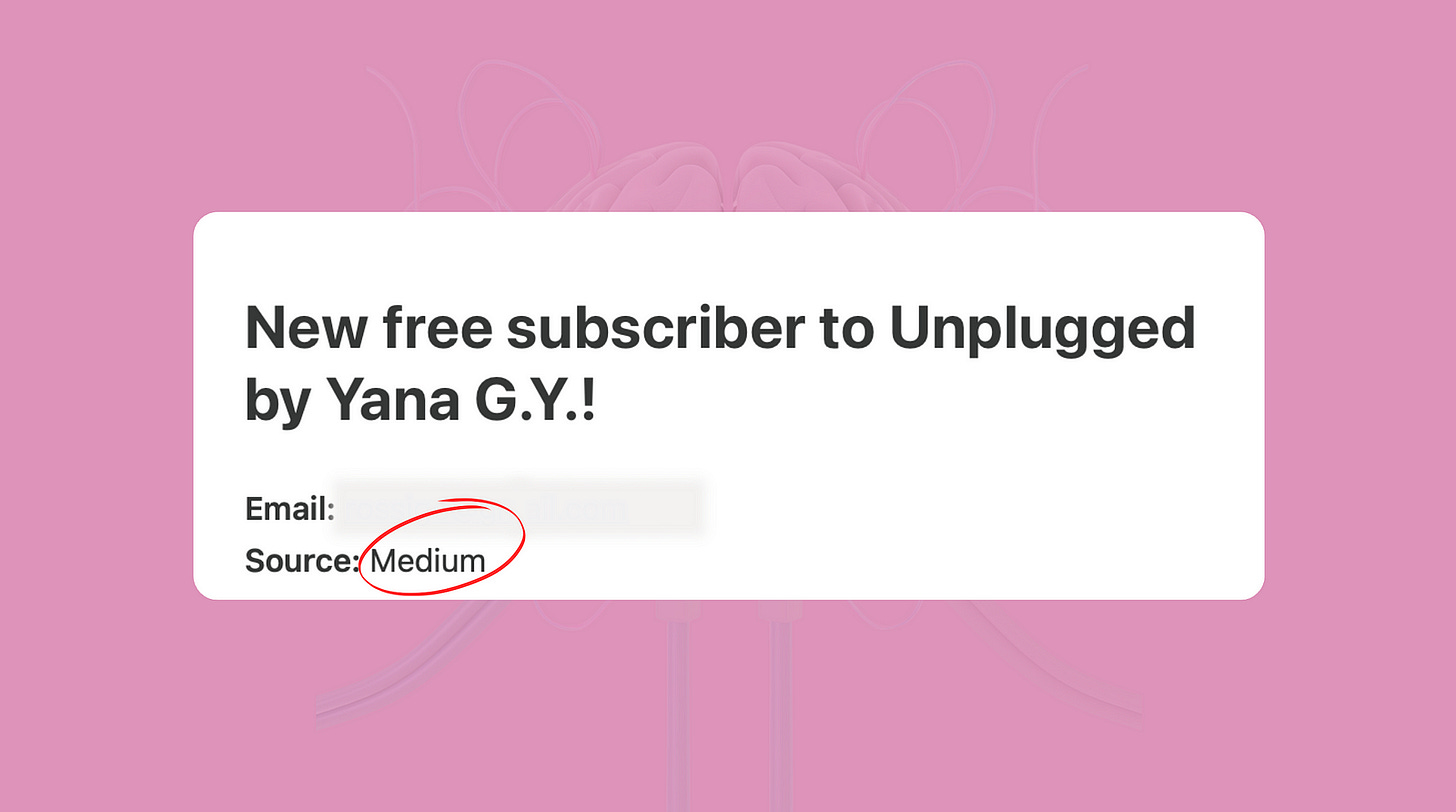email notification with Medium as the source of subscriber