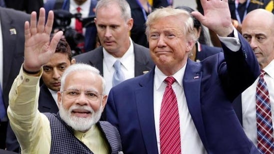 Prime Minister Narendra Modi with US president Donald Trump at the 'Howdy Modi' event in Houston in 2019