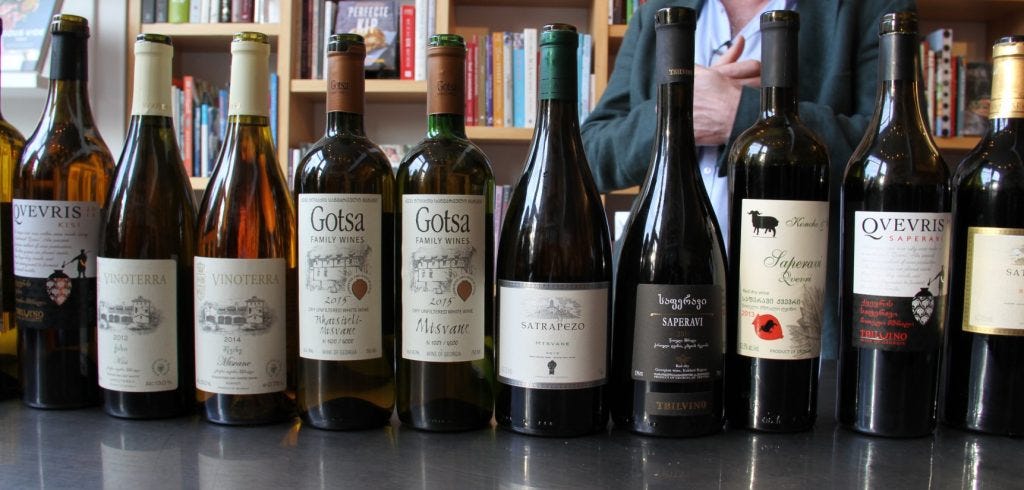 Line up of Georgian wines from Andere Wijn
