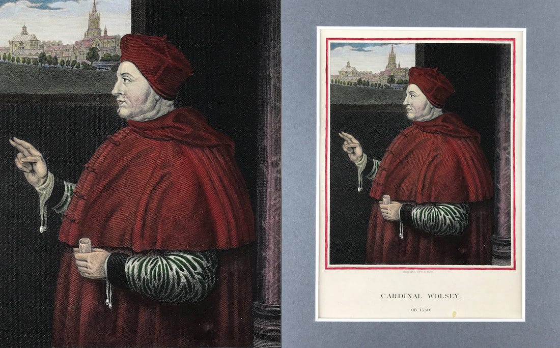 Collecting Portrait Prints - Cardinal Thomas Wolsey after Hans Holbein -  RARE MAPS AND PRINTS