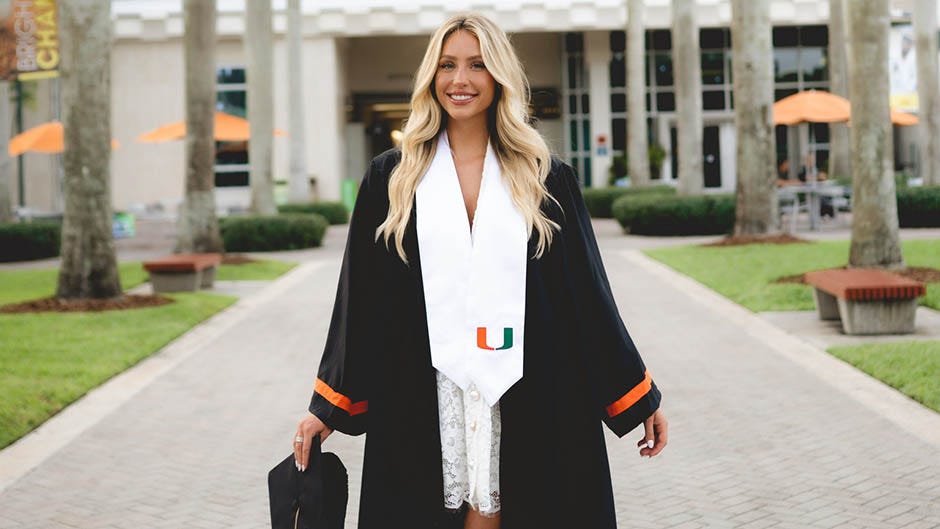 TikToker Alix Earle in a University of Miami cap and gown