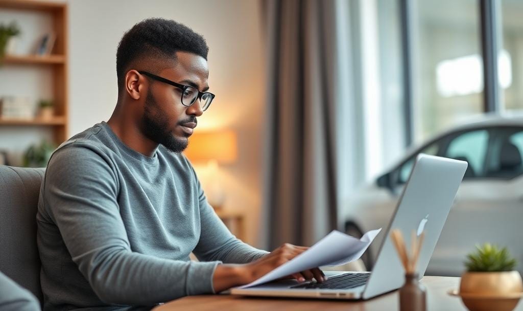 a making a research at home to purchase a new car online