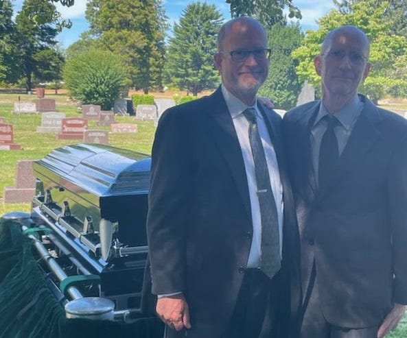 My brother Craig and me at the cemetery.