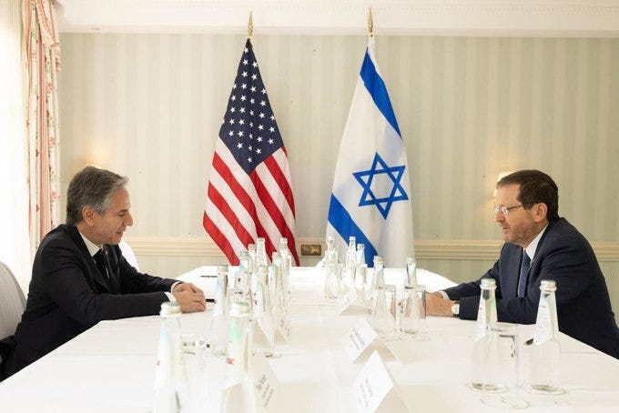 Secretary Blinken sits down for a  meeting with Israeli President Isaac Herzog in Munich, Germany.