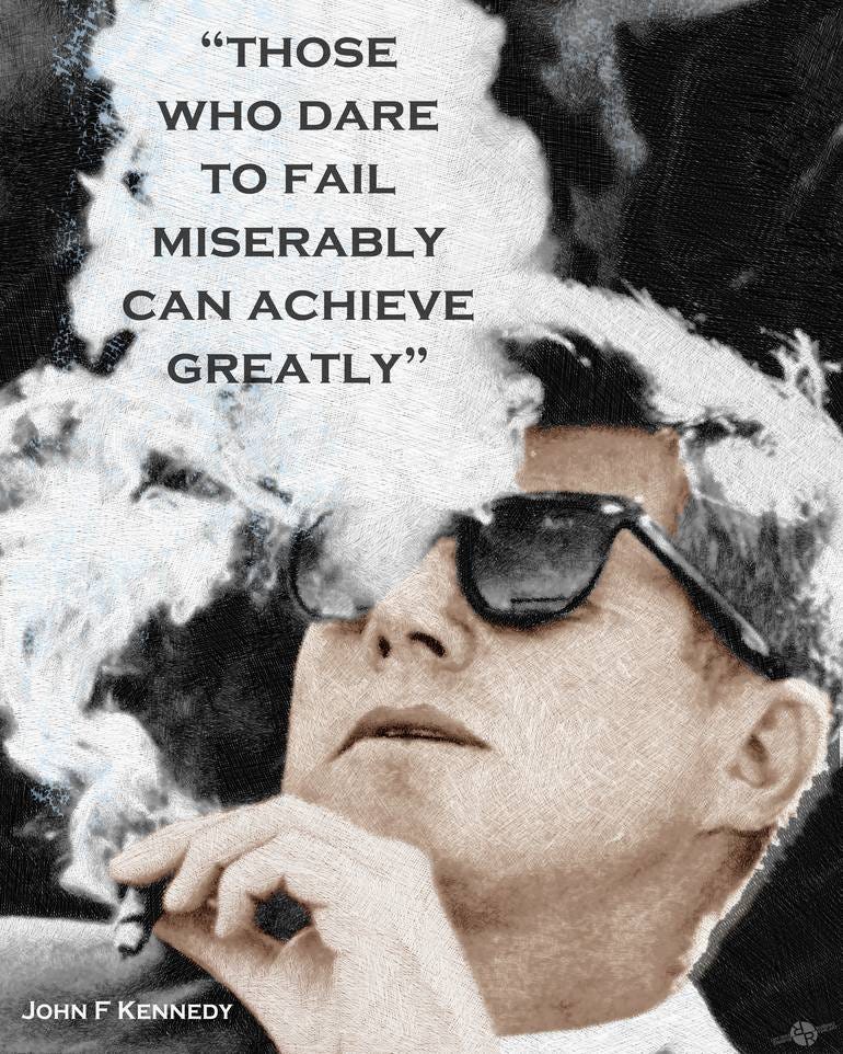 John F Kennedy Cigar and Sunglasses 3 And Quote
