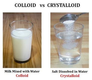 Différence entre les cristalloïdes et les colloïdes