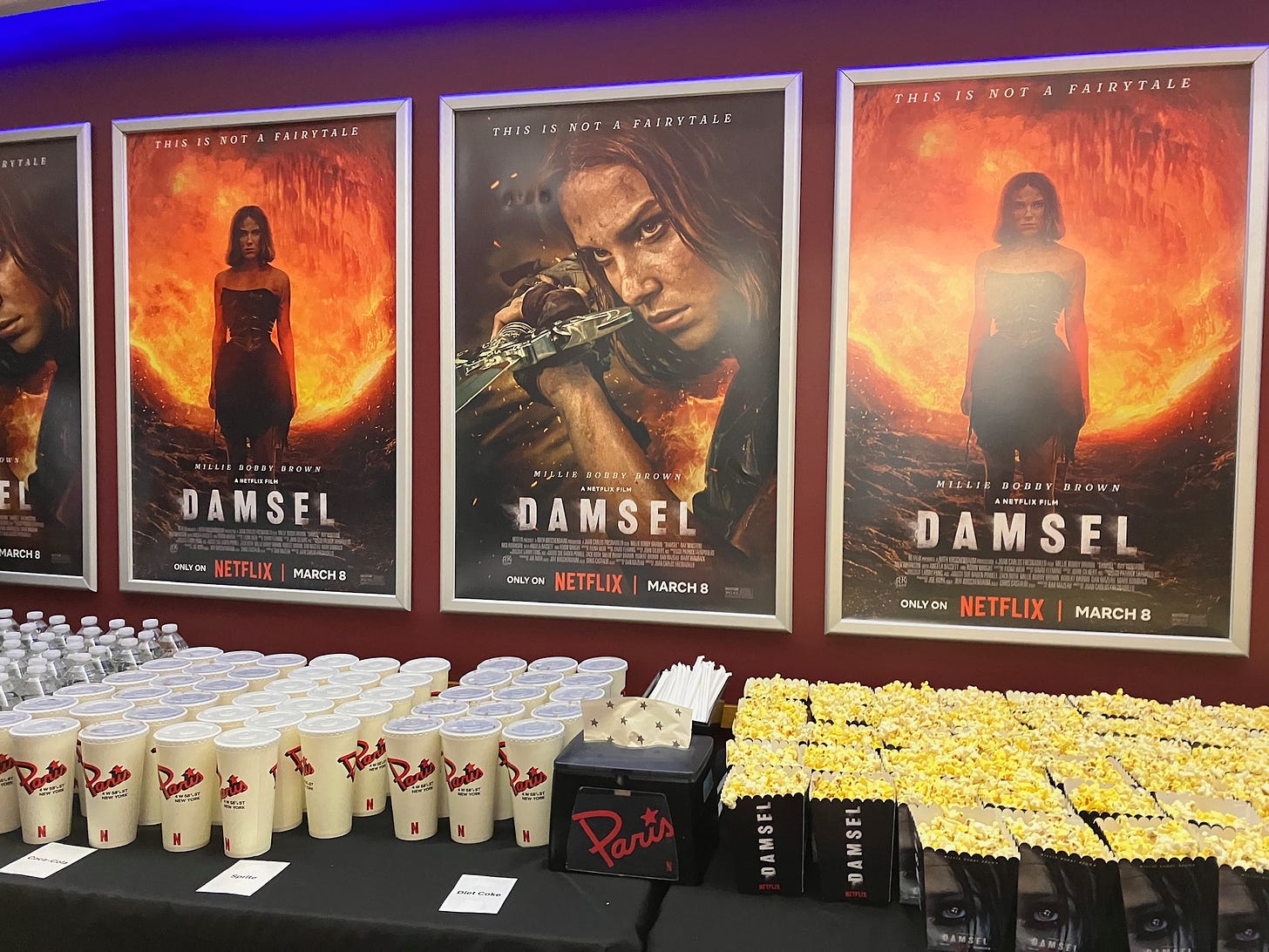 Popcorn and treats at the Damsel World Premiere in NYC