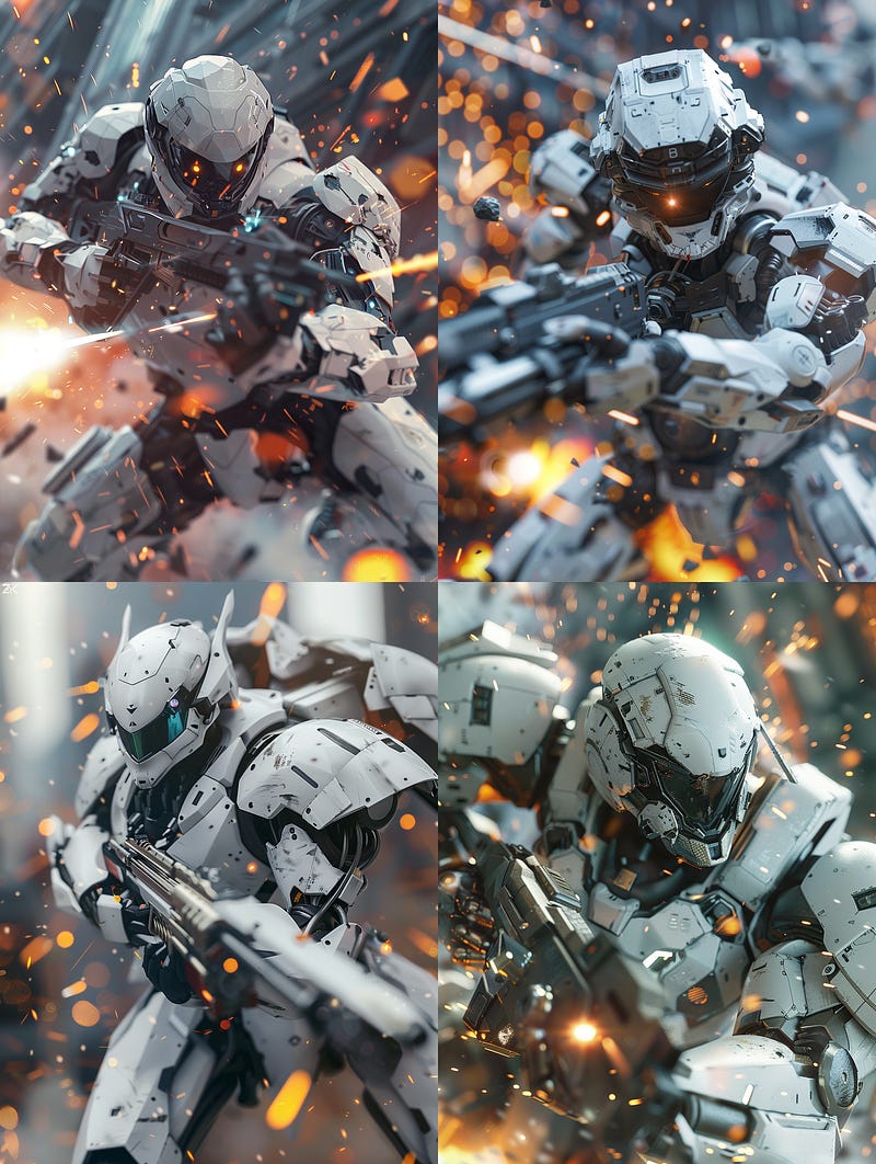 Robot fighting with a gun