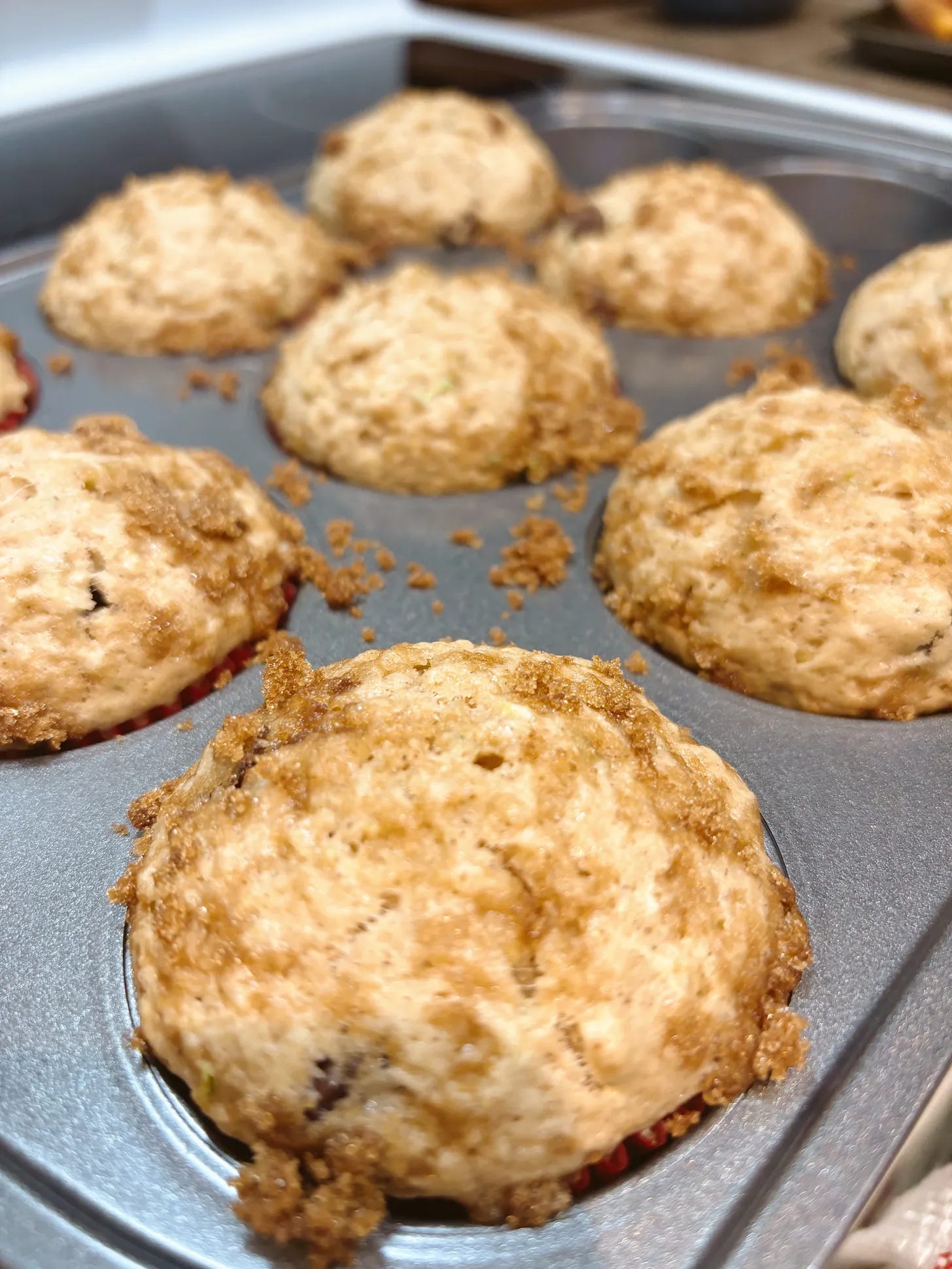 A tin of freshly baked muffins.