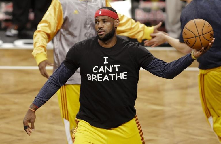 LeBron James, other NBA players wear 'I Can't Breathe' shirts before game |  Sports | gazette.com