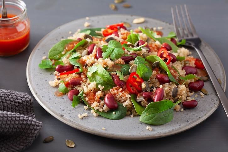 Quinoa and red bean salad with mini peppers sm