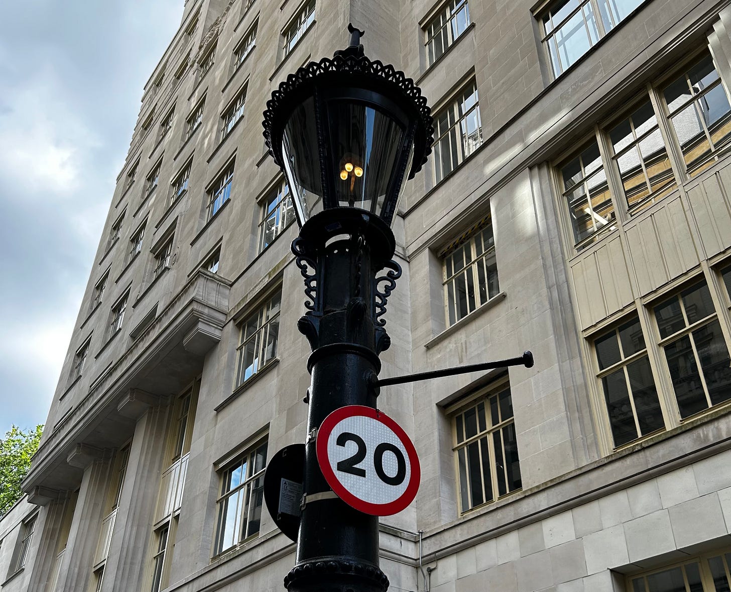 An ornate gas lamp.