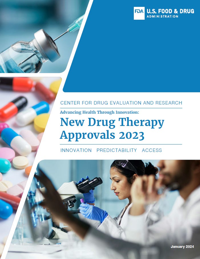 FDA annual report on new drug therapy approvals 2023