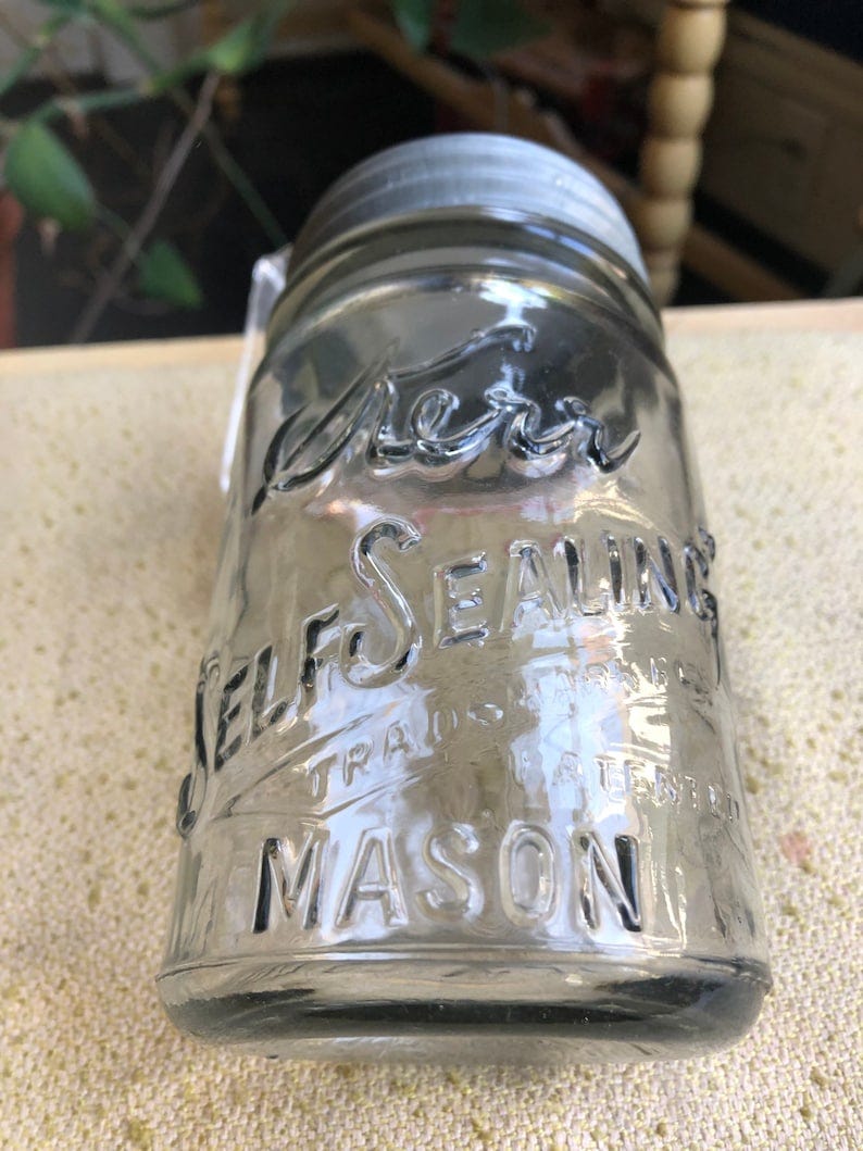 Rare Antique Kerr Mason Jar Self Sealing 1915 Patent image 1