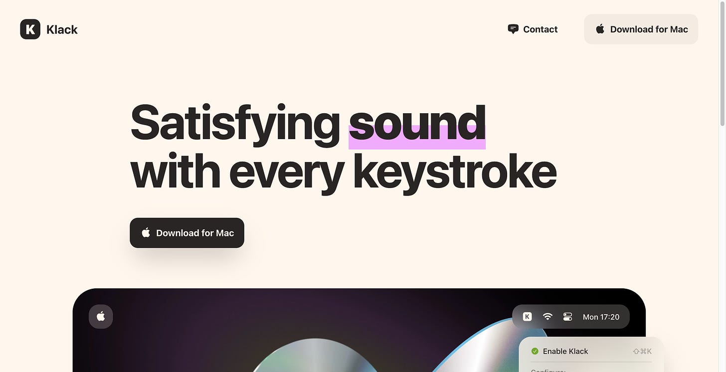 a fun productivity tool that makes sounds as you type