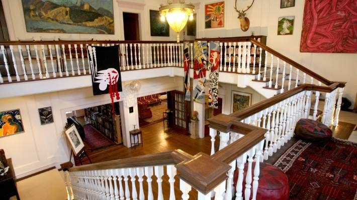 Dudley Benson was taken on a grand tour of the sprawling house filled with art work.