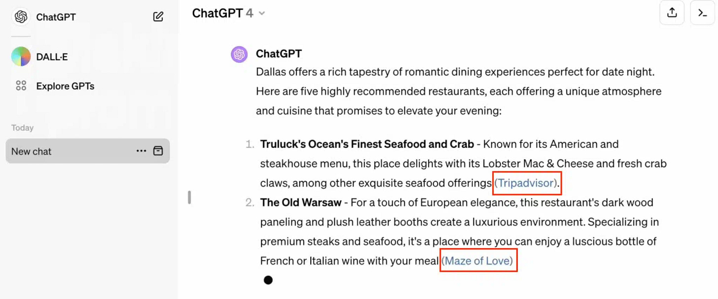 ChatGPT makes links more prominent