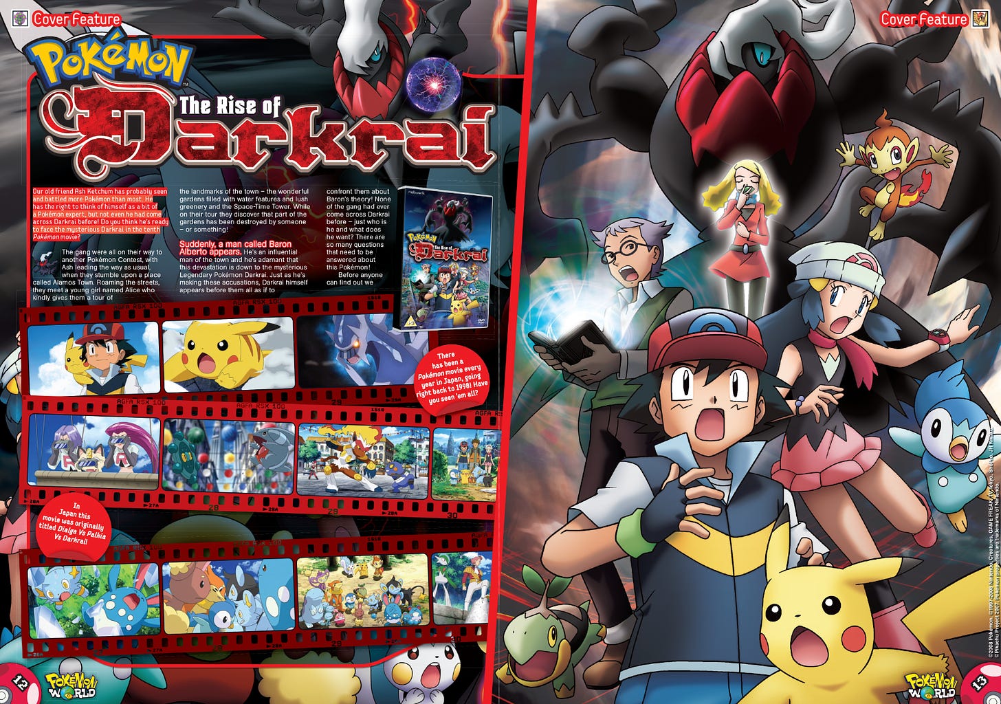 A cover feature of the Pokémon movie: The Rise of Darkrai