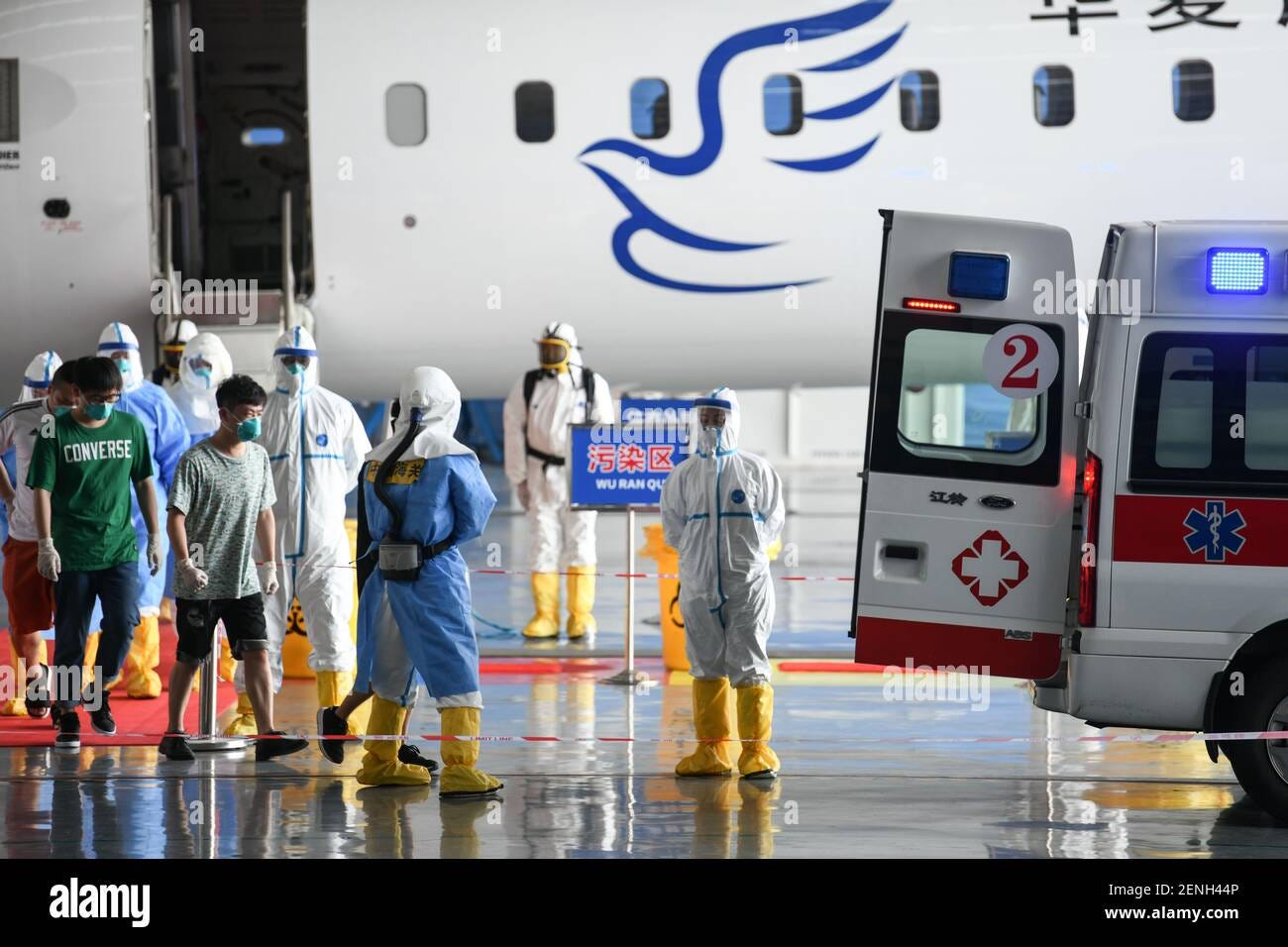 Chinese customs officers attend an emergency drill for public health  accidents at the Chongqing Jiangbei International Airport in Chongqing,  China, 19 August 2019. The General Administration of Customs held an emergency  drill