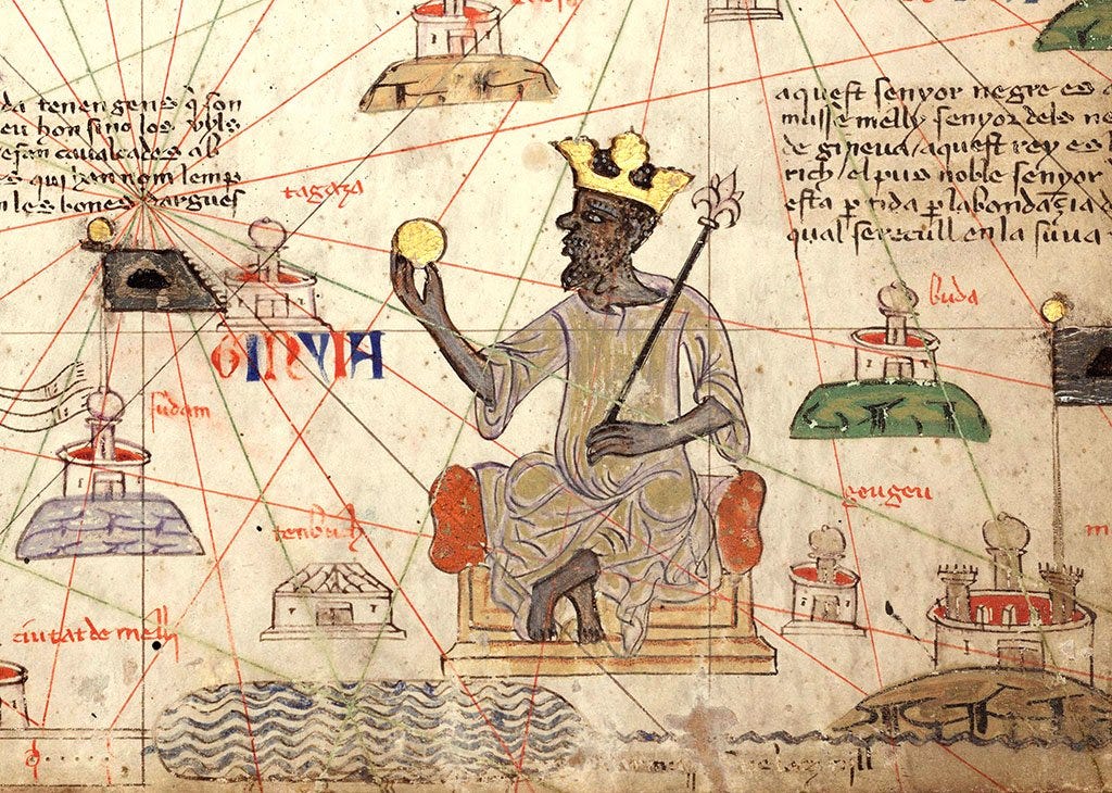 Detail from the Catalan Atlas Sheet 6 showing Mansa Musa