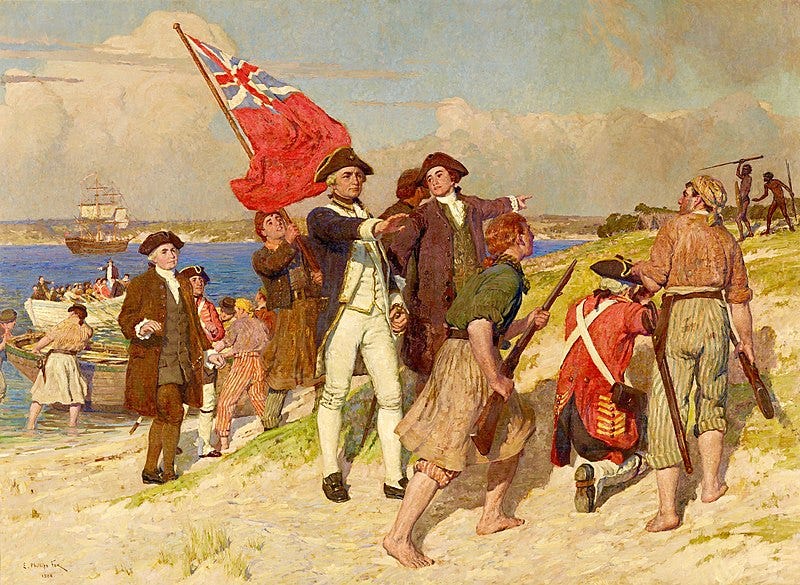 File:Landing of Lieutenant James Cook at Botany Bay, 29 April 1770 (painting by E Phillips Fox).jpg