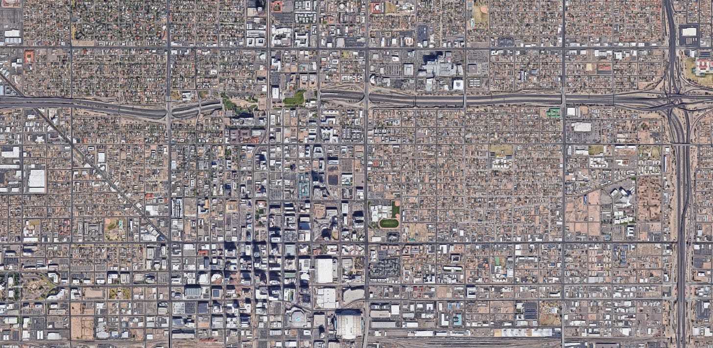 Aerial view of Chase Field and surrounding area